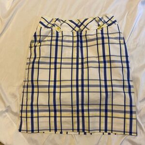 ❤️204 600 West Yellow Blue Plaid Mini Skirt Size 4 Preppy Y2K Schoolgirl